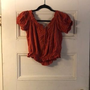 forever 21 orange cropped peasant blouse
